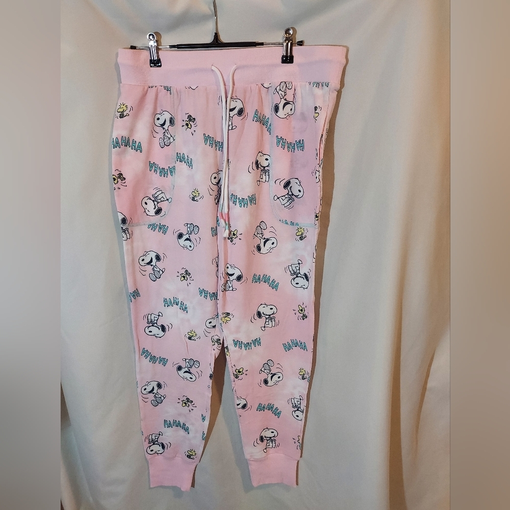 Peanuts Pink Cozy Soft Snoopy Jogger Style Pajama Pants